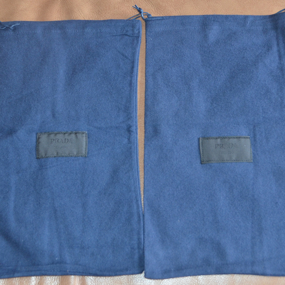 2 PRADA DUST STORAGE COTTON BAGS 15" X 8.5" NEW
